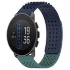 For  SUUNTO 9 Peak 22mm Holes Breathable 3D Dots Silicone Watch Band(Midnight Blue+Olive Green) - 1