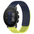 For  SUUNTO 9 Peak 22mm Holes Breathable 3D Dots Silicone Watch Band(Midnight Blue+Lime Green) - 1