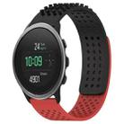 For SUUNTO 5 Peak 22mm Holes Breathable 3D Dots Silicone Watch Band(Black+Red) - 1