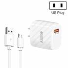 TE-005 QC3.0 18W USB Fast Charger with 1m 3A USB to Micro USB Cable, US Plug(White) - 1