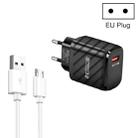 TE-005 QC3.0 18W USB Fast Charger with 1m 3A USB to Micro USB Cable, EU Plug(Black) - 1