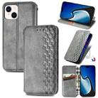 For iPhone 15 Cubic Grid Pressed Magnetic Leather Phone Case(Grey) - 1
