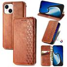 For iPhone 15 Cubic Grid Pressed Magnetic Leather Phone Case(Brown) - 1