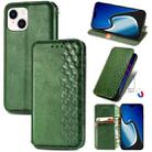 For iPhone 15 Cubic Grid Pressed Magnetic Leather Phone Case(Green) - 1