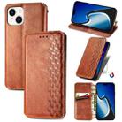 For iPhone 15 Pro Cubic Grid Pressed Magnetic Leather Phone Case(Brown) - 1