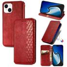 For iPhone 15 Plus Cubic Grid Pressed Magnetic Leather Phone Case(Red) - 1