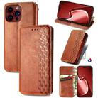 For iPhone 15 Pro Max Cubic Grid Pressed Magnetic Leather Phone Case(Brown) - 1