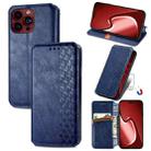 For iPhone 15 Pro Max Cubic Grid Pressed Magnetic Leather Phone Case(Blue) - 1