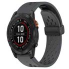 For Garmin Fenix 7S Pro 42mm Hole Folding Buckle 20mm Silicone Watch Band(Dark Gray) - 1