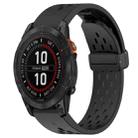 For Garmin Fenix 7S Pro 42mm 20mm Folding Buckle Hole Silicone Watch Band(Black) - 1