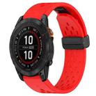 For Garmin Fenix 7S Pro 42mm Hole Folding Buckle 20mm Silicone Watch Band(Red) - 1