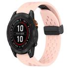 For Garmin Fenix 7S Pro 42mm 20mm Folding Buckle Hole Silicone Watch Band(Pink) - 1