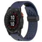 For Garmin Fenix 7S Pro 42mm 20mm Folding Buckle Hole Silicone Watch Band(Midnight Blue) - 1