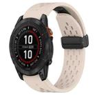 For Garmin Fenix 7S Pro 42mm 20mm Folding Buckle Hole Silicone Watch Band(Starlight Color) - 1