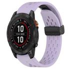 For Garmin Fenix 7S Pro 42mm 20mm Folding Buckle Hole Silicone Watch Band(Purple) - 1