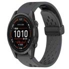 For Garmin Epix Pro 42mm 20mm Folding Buckle Hole Silicone Watch Band(Dark Gray) - 1