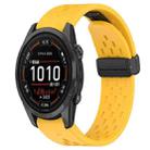 For Garmin Epix Pro 42mm 20mm Folding Buckle Hole Silicone Watch Band(Yellow) - 1