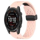 For Garmin Epix Pro 42mm 20mm Folding Buckle Hole Silicone Watch Band(Pink) - 1