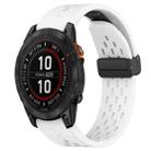 For Garmin Fenix 7S Hole Folding Buckle 20mm Silicone Watch Band(White) - 1