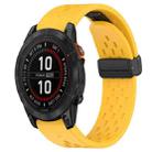 For Garmin Fenix 7S 20mm Folding Buckle Hole Silicone Watch Band(Yellow) - 1