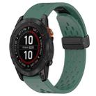 For Garmin Fenix 7S 20mm Folding Buckle Hole Silicone Watch Band(Dark Green) - 1