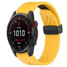 For Garmin Fenix 7S Solar 20mm Folding Buckle Hole Silicone Watch Band(Yellow) - 1