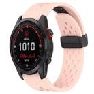 For Garmin Fenix 7S Solar 20mm Folding Buckle Hole Silicone Watch Band(Pink) - 1