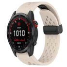 For Garmin Fenix 7S Solar 20mm Folding Buckle Hole Silicone Watch Band(Starlight Color) - 1