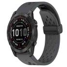 For Garmin Fenix 7S Sapphire Solar 20mm Folding Buckle Hole Silicone Watch Band(Dark Gray) - 1