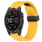 For Garmin Fenix 7S Sapphire Solar 20mm Folding Buckle Hole Silicone Watch Band(Yellow) - 1