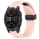 For Garmin Fenix 7S Sapphire Solar Hole Folding Buckle 20mm Silicone Watch Band(Pink) - 1