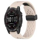 For Garmin Fenix 7S Sapphire Solar 20mm Folding Buckle Hole Silicone Watch Band(Starlight Color) - 1