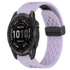 For Garmin Fenix 7S Sapphire Solar 20mm Folding Buckle Hole Silicone Watch Band(Purple) - 1