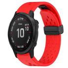 For Garmin Fenix 6S 20mm Folding Buckle Hole Silicone Watch Band(Red) - 1