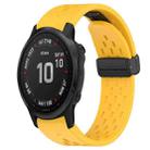 For Garmin Fenix 6S Hole Folding Buckle 20mm Silicone Watch Band(Yellow) - 1