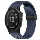 For Garmin Fenix 6S Hole Folding Buckle 20mm Silicone Watch Band(Midnight Blue) - 1