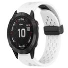 For Garmin Fenix 6S Pro Hole Folding Buckle 20mm Silicone Watch Band(White) - 1