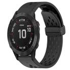 For Garmin Fenix 6S Pro 20mm Folding Buckle Hole Silicone Watch Band(Black) - 1