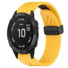 For Garmin Fenix 6S Pro 20mm Folding Buckle Hole Silicone Watch Band(Yellow) - 1