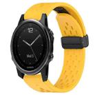 For Garmin Fenix 5S Plus Hole Folding Buckle 20mm Silicone Watch Band(Yellow) - 1