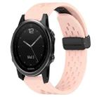 For Garmin Fenix 5S Plus Hole Folding Buckle 20mm Silicone Watch Band(Pink) - 1