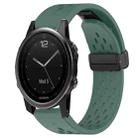 For Garmin Fenix 5S Plus 20mm Folding Buckle Hole Silicone Watch Band(Dark Green) - 1