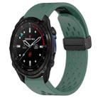 For Garmin Descent Mk3i 43mm Hole Folding Buckle 20mm Silicone Watch Band(Dark Green) - 1