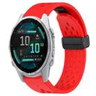 For Garmin Fenix 8 AMOLED 43mm Hole Folding Buckle 20mm Silicone Watch Band(Red) - 1