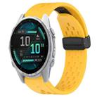 For Garmin Fenix 8 AMOLED 43mm Hole Folding Buckle 20mm Silicone Watch Band(Yellow) - 1