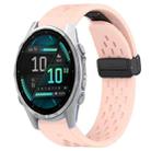 For Garmin Fenix 8 AMOLED 43mm Hole Folding Buckle 20mm Silicone Watch Band(Pink) - 1