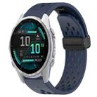 For Garmin Fenix 8 AMOLED 43mm Hole Folding Buckle 20mm Silicone Watch Band(Midnight Blue) - 1