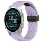 For Garmin Fenix 8 AMOLED 43mm Hole Folding Buckle 20mm Silicone Watch Band(Purple) - 1