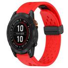 For Garmin Fenix 7 Pro 47mm 22mm Folding Buckle Hole Silicone Watch Band(Red) - 1