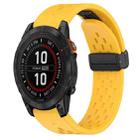 For Garmin Fenix 7 Pro 47mm 22mm Folding Buckle Hole Silicone Watch Band(Yellow) - 1